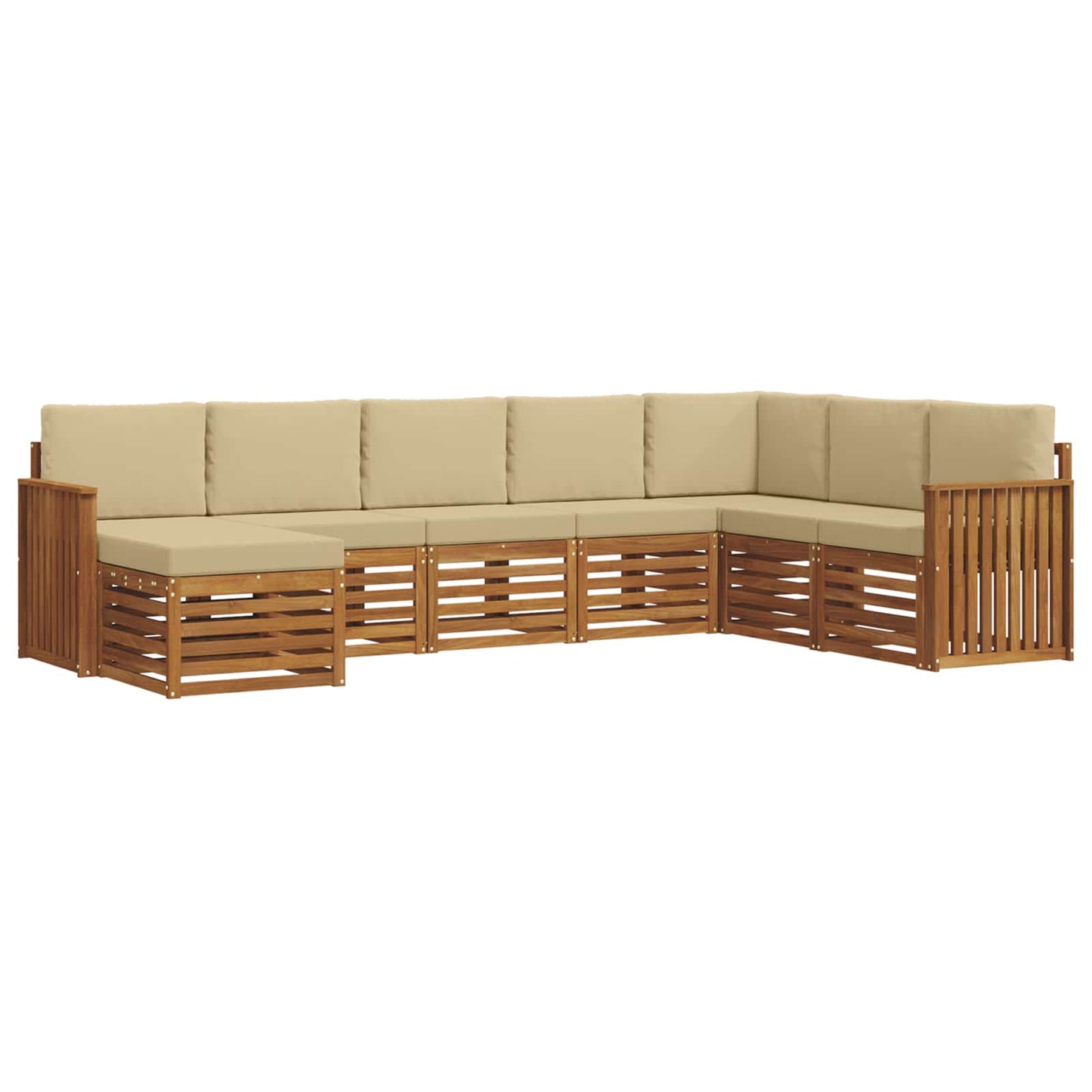 Set di divani da esterno con cuscino 8 pcs Naturale e Beige | homemem39