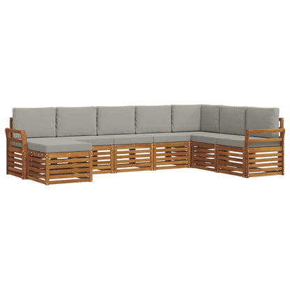 Set di divani da esterno 8 pcs Grigio Naturale e Chiaro
