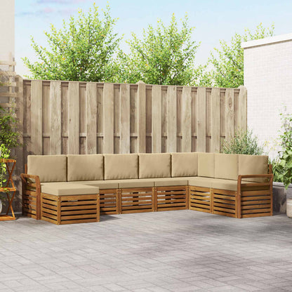 Set di divani da esterno con cuscino 8 pcs Naturale e Beige