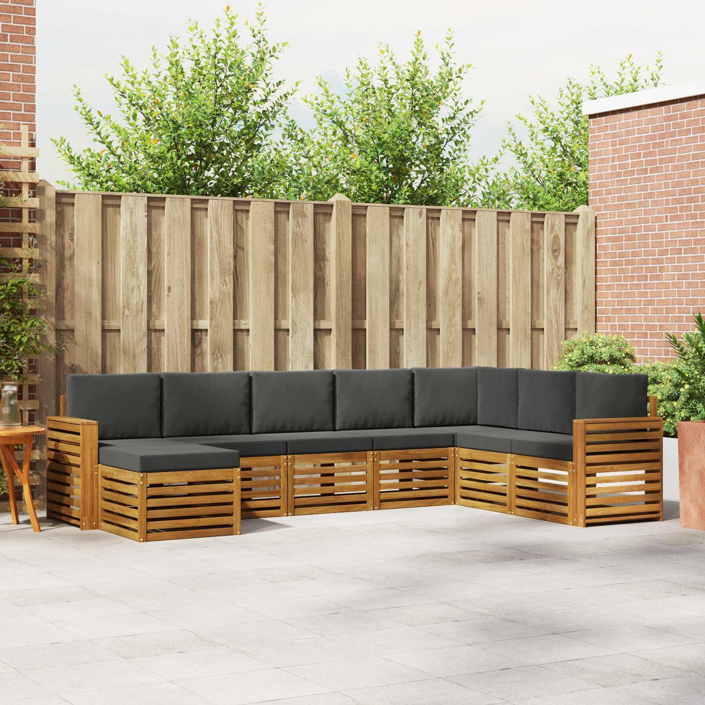 Set di divani da esterno con cuscino 8 pcs Naturale e Antracite | homemem39