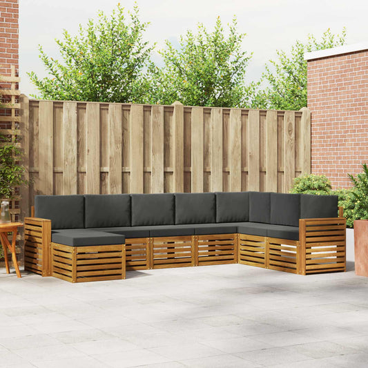 Set di divani da esterno con cuscino 8 pcs Naturale e Antracite | homemem39
