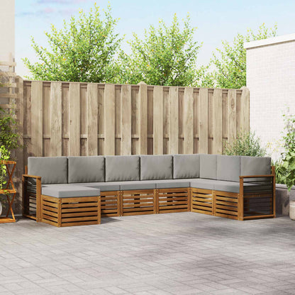 Set di divani da esterno 8 pcs Grigio Naturale e Chiaro | homemem39