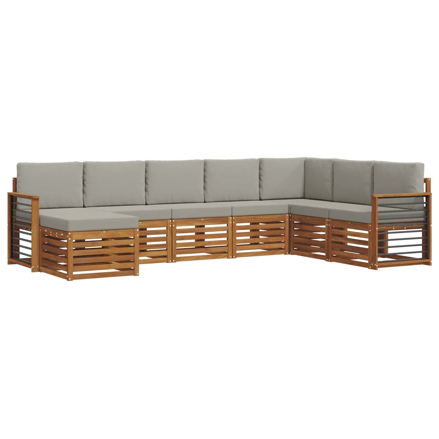 Set di divani da esterno 8 pz Grigio Naturale e Chiaro