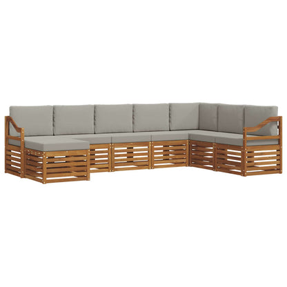 Set di divani da esterno 8 pcs Grigio Naturale e Chiaro