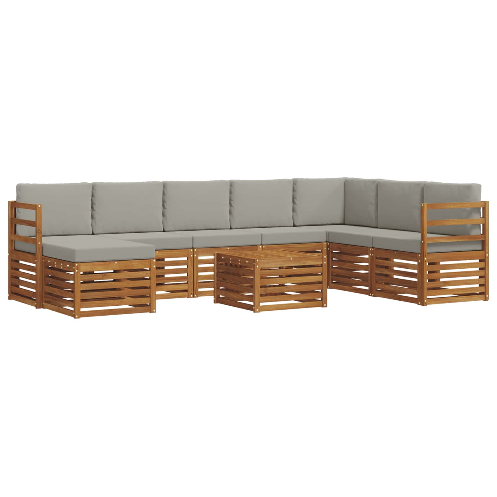 Set di divani da esterno 9 pcs Grigio Naturale e Chiaro | homemem39
