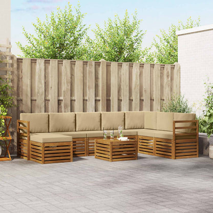 Set di divani da esterno con cuscino 9 pcs Naturale e Beige