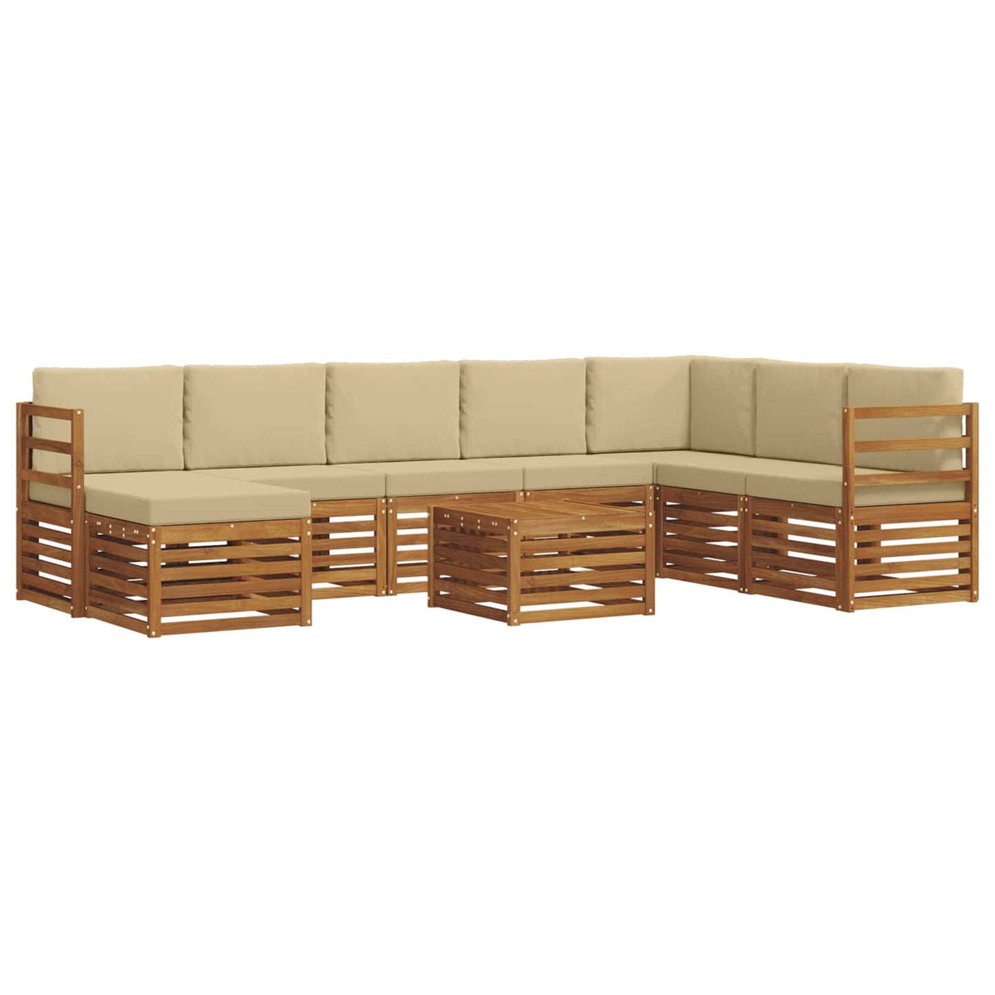 Set di divani da esterno con cuscino 9 pcs Naturale e Beige