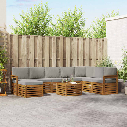 Set di divani da esterno 9 pcs Grigio Naturale e Chiaro | homemem39