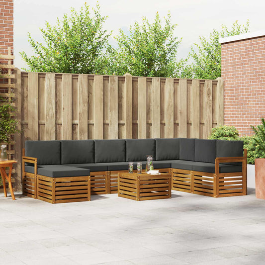 Set di divani da esterno con cuscino 9 pcs Naturale e Antracite | homemem39