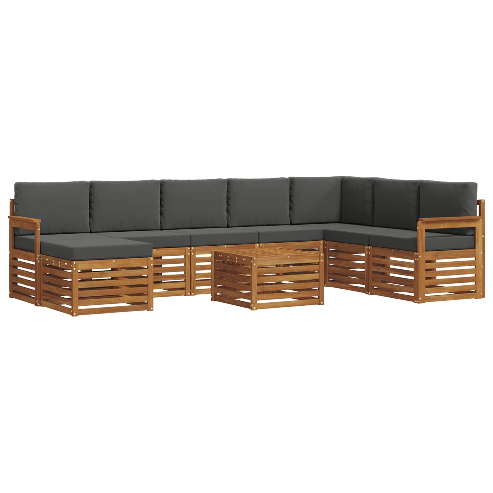 Set di divani da esterno con cuscino 9 pcs Naturale e Antracite | homemem39