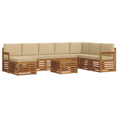 Set di divani da esterno con cuscino 9 pcs Naturale e Beige