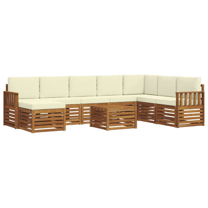 Set di divani da esterno con cuscino 9 pcs Naturale e Crema | homemem39