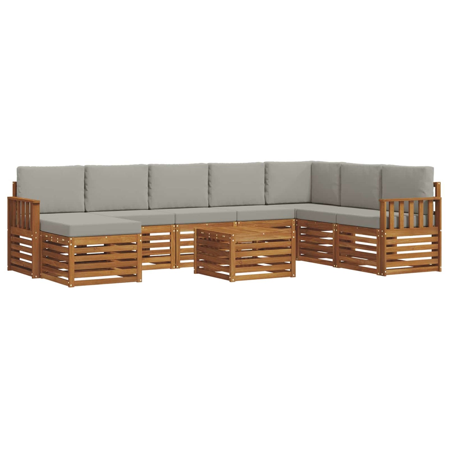 Set di divani da esterno 9 pcs Grigio Naturale e Chiaro