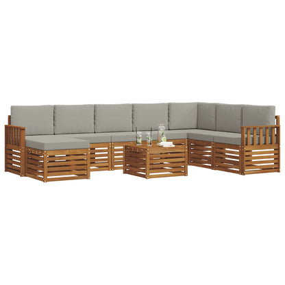 Set di divani da esterno 9 pcs Grigio Naturale e Chiaro