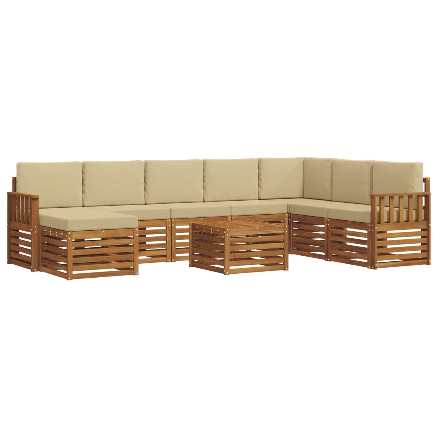Set di divani da esterno con cuscino 9 pcs Naturale e Beige