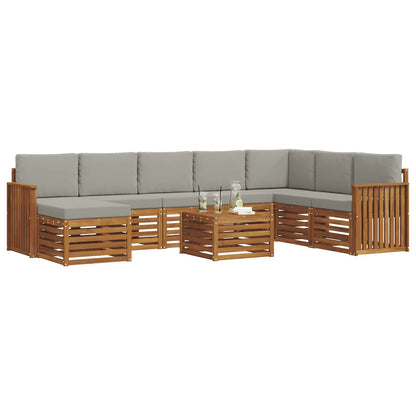 Set di divani da esterno 9 pcs Grigio Naturale e Chiaro