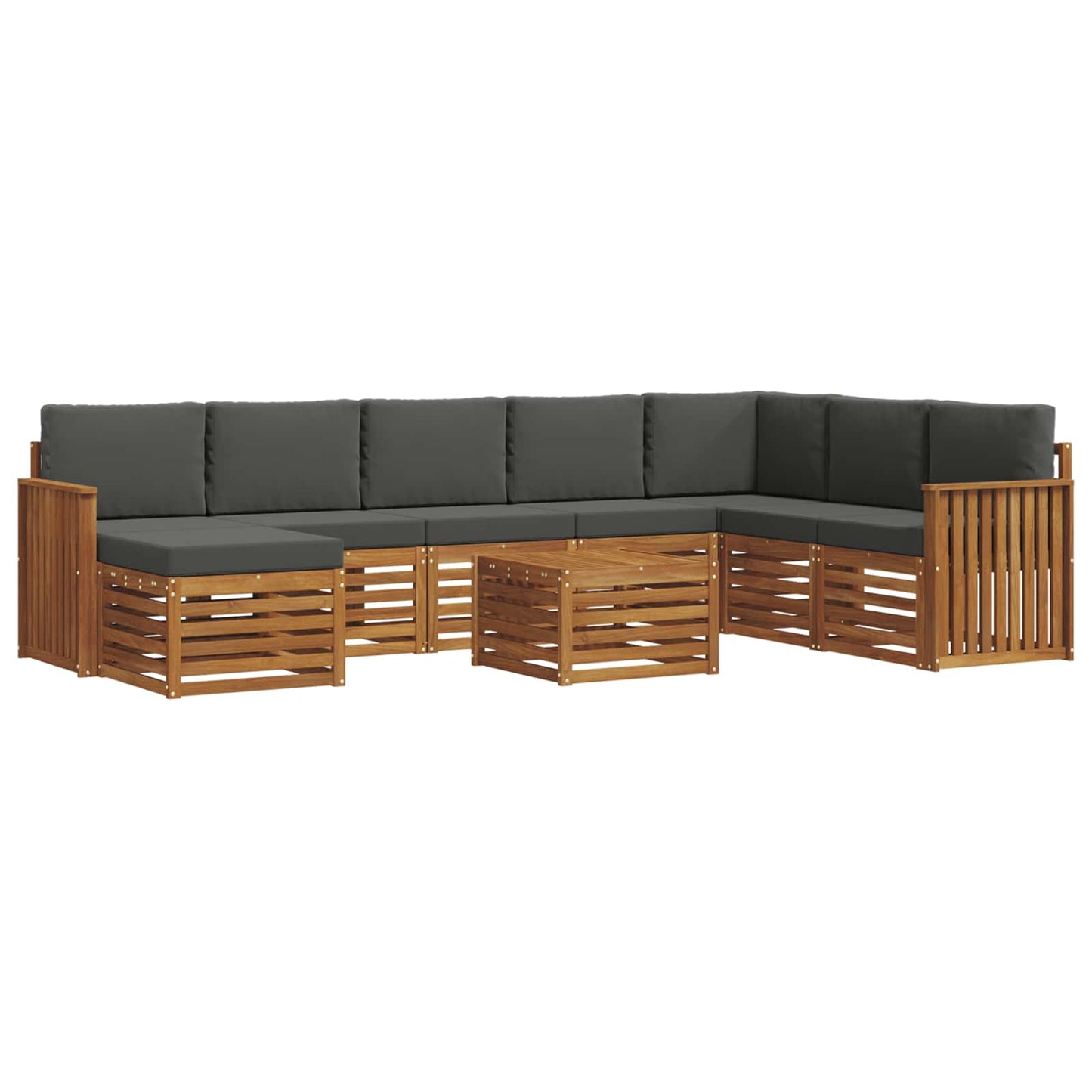 Set di divani da esterno con cuscino 9 pcs Naturale e Antracite | homemem39