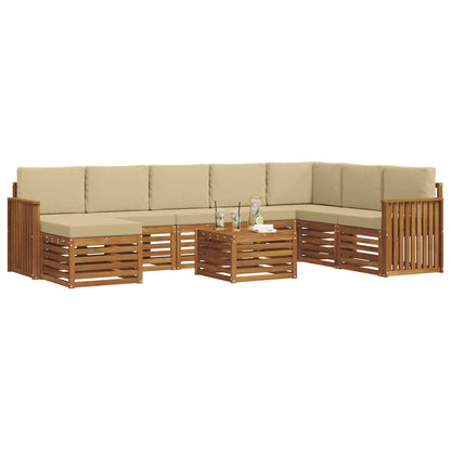 Set di divani da esterno con cuscino 9 pcs Naturale e Beige