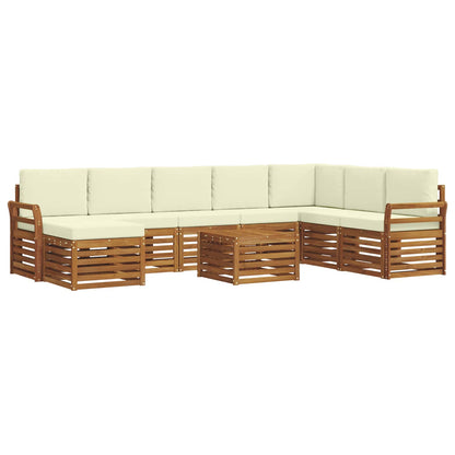 Set di divani da esterno con cuscino 9 pcs Naturale e Crema | homemem39