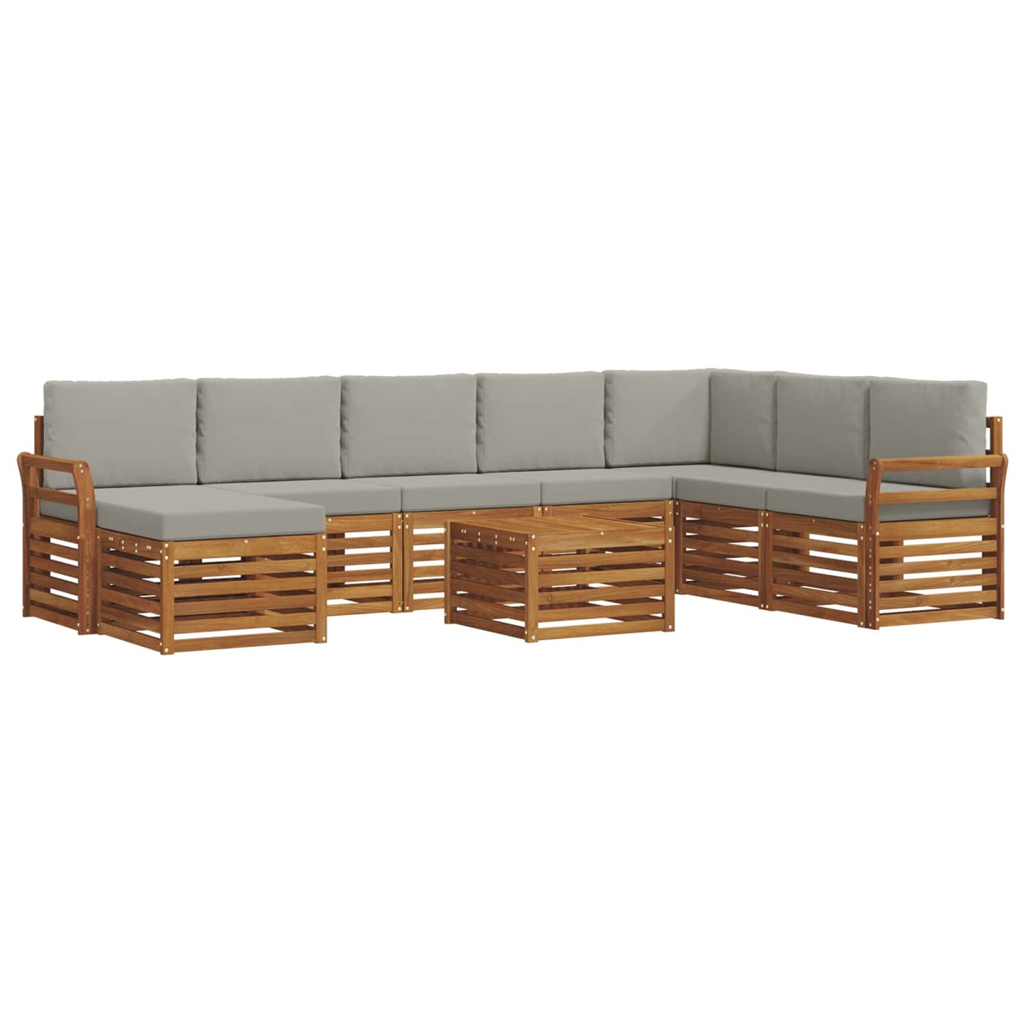 Set di divani da esterno 9 pcs Grigio Naturale e Chiaro | homemem39