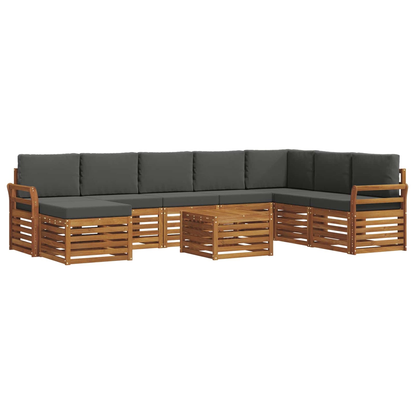 Set di divani da esterno con cuscino 9 pcs Naturale e Antracite | homemem39
