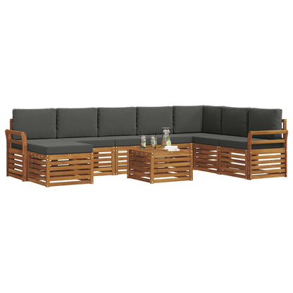 Set di divani da esterno con cuscino 9 pcs Naturale e Antracite | homemem39