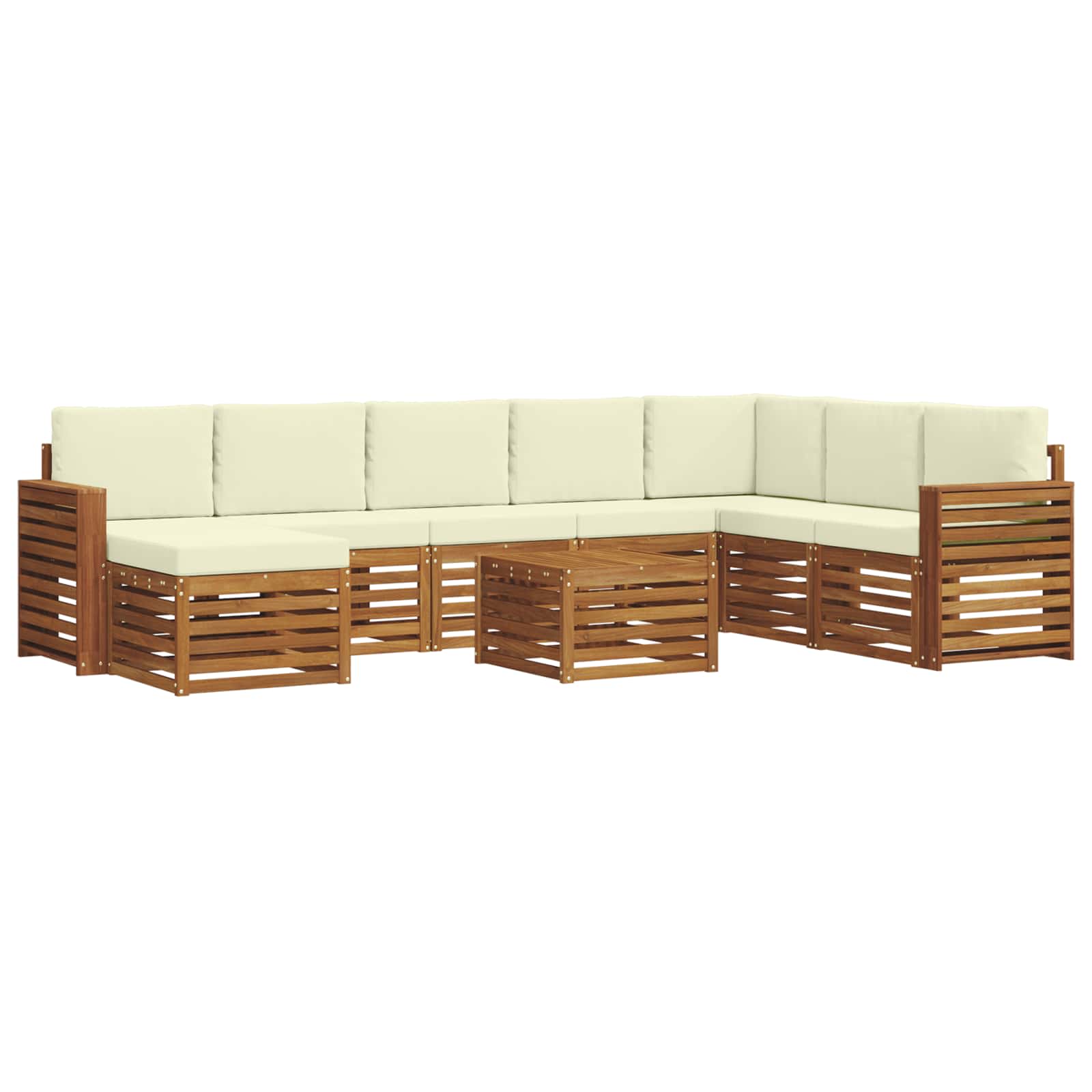 Set di divani da esterno con cuscino 9 pcs Naturale e Crema | homemem39
