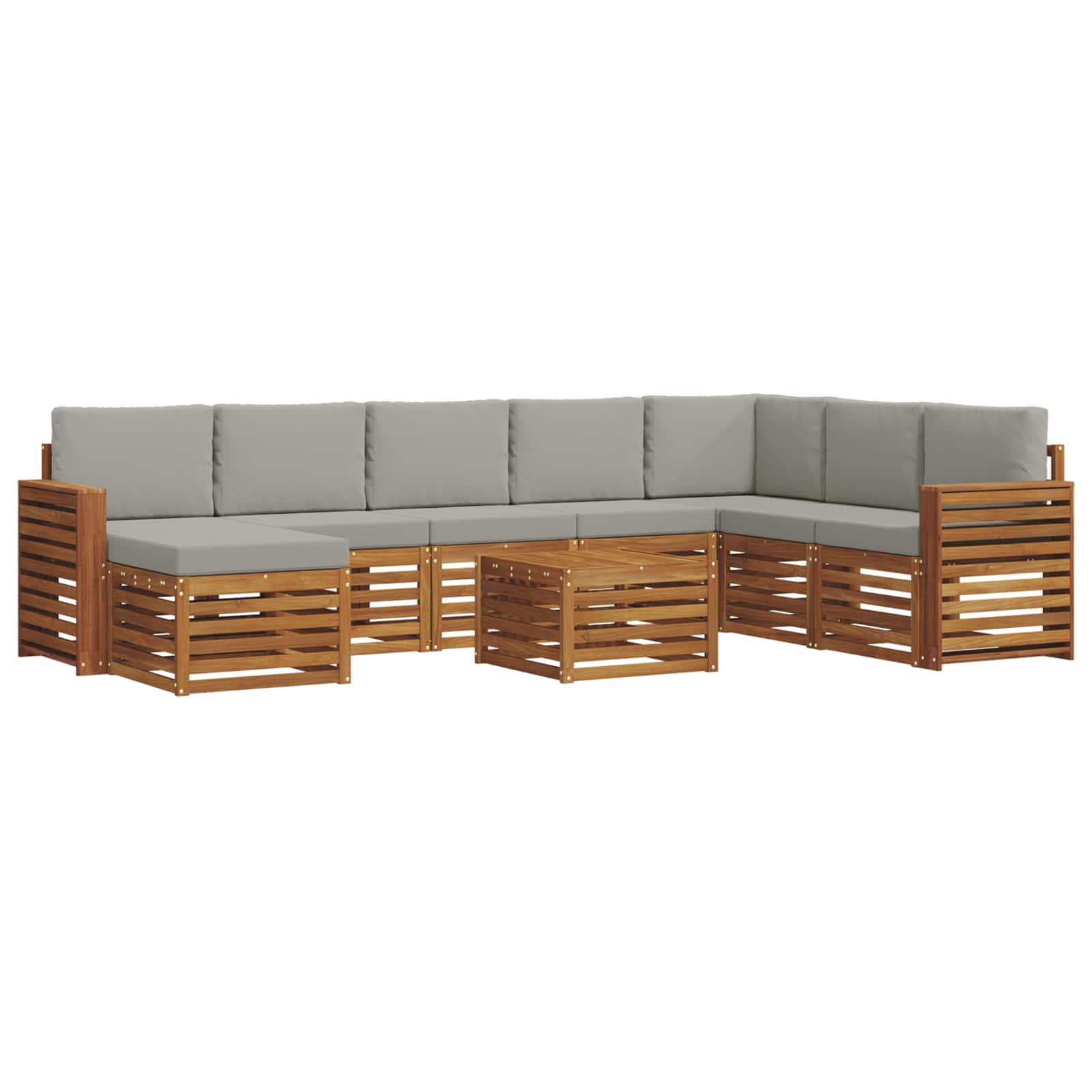 Set di divani da esterno 9 pcs Grigio Naturale e Chiaro | homemem39