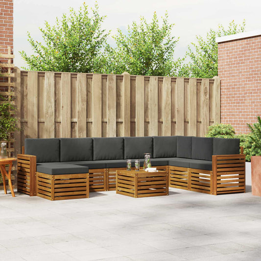 Set di divani da esterno con cuscino 9 pcs Naturale e Antracite