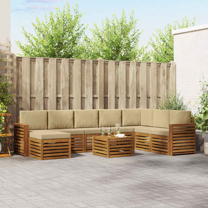 Set di divani da esterno con cuscino 9 pcs Naturale e Beige | homemem39