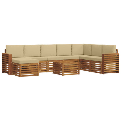 Set di divani da esterno con cuscino 9 pcs Naturale e Beige | homemem39