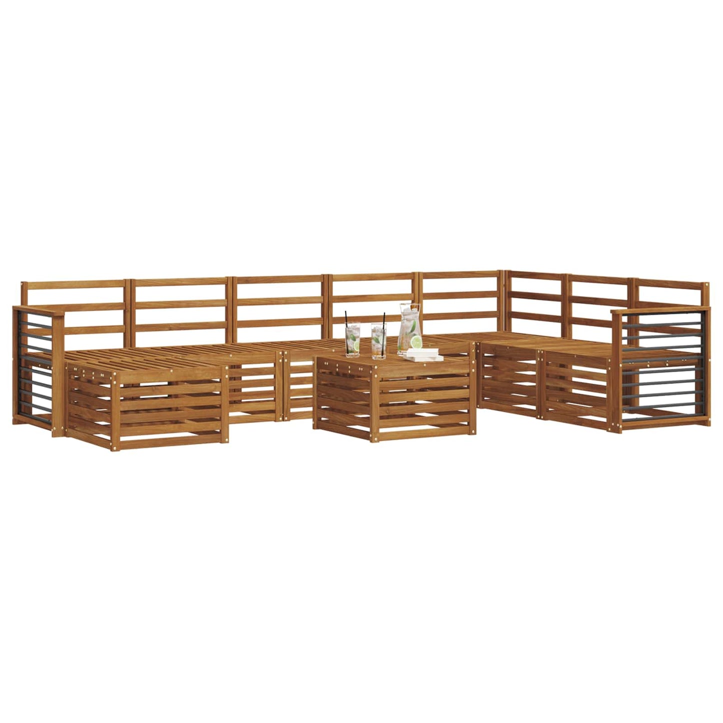 Set divano sezionale 9 pcs Naturale Legno di Acacia Massello