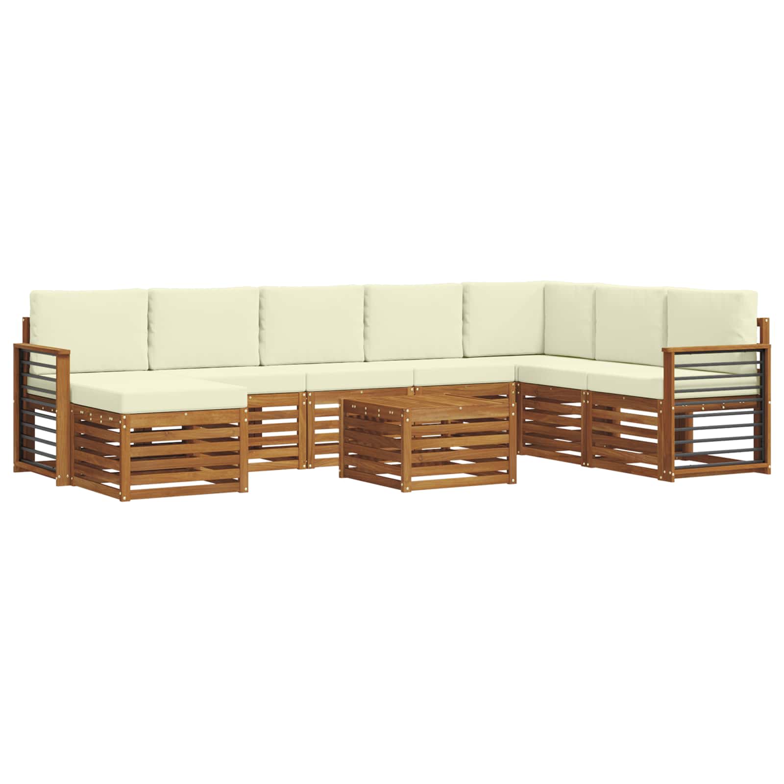 Set di divani da esterno con cuscino 9 pcs Naturale e Crema | homemem39