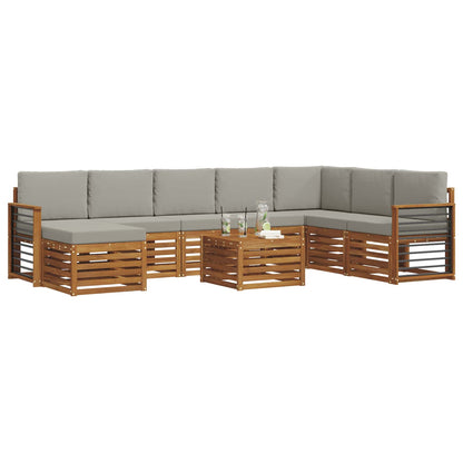 Set di divani da esterno 9 pcs Grigio Naturale e Chiaro | homemem39
