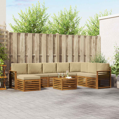 Set di divani da esterno con cuscino 9 pcs Naturale e Beige