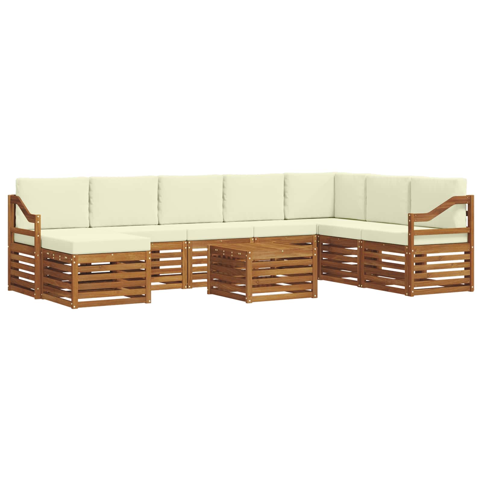 Set di divani da esterno con cuscino 9 pcs Naturale e Crema | homemem39