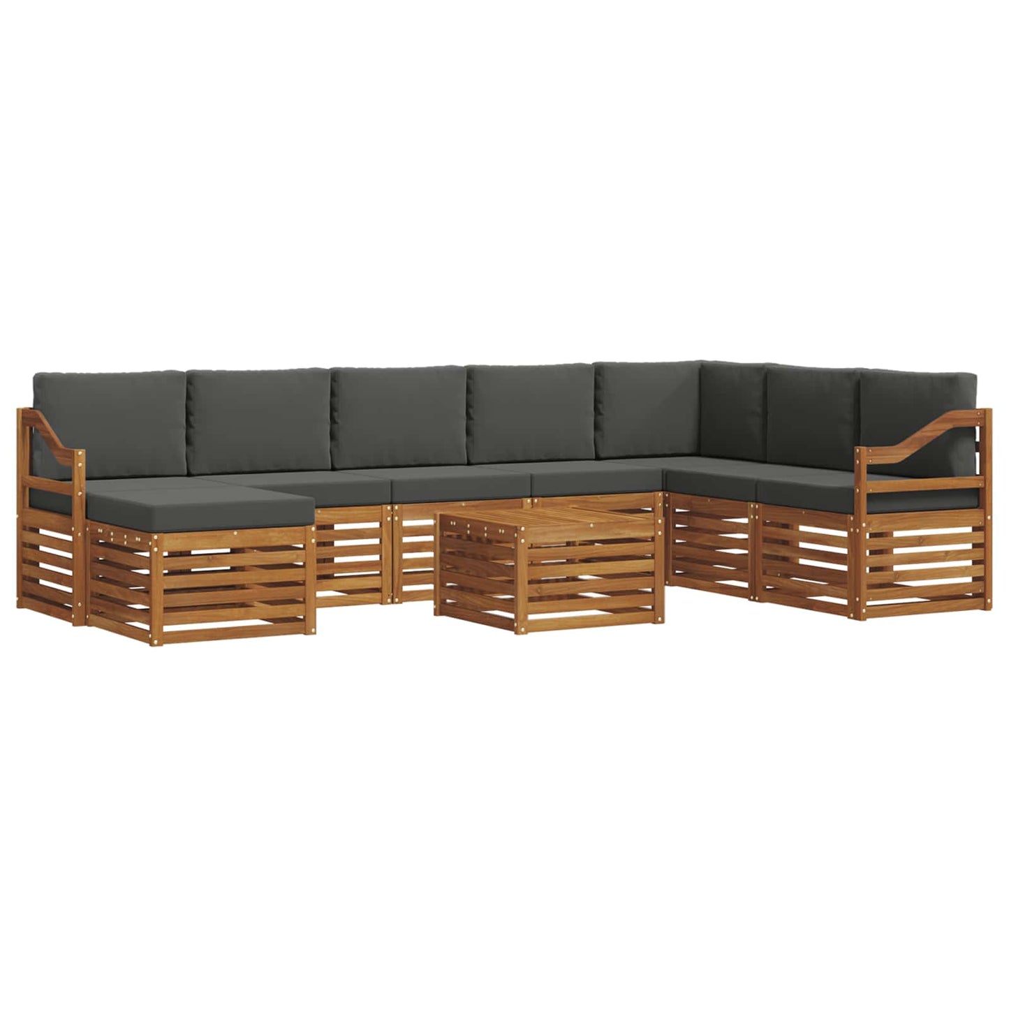 Set di divani da esterno con cuscino 9 pcs Naturale e Antracite | homemem39