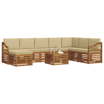 Set di divani da esterno con cuscino 9 pcs Naturale e Beige