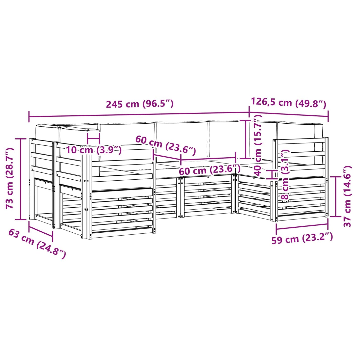 Set divano sezionale con cuscino 6 pcs Naturale e Antracite | homemem39