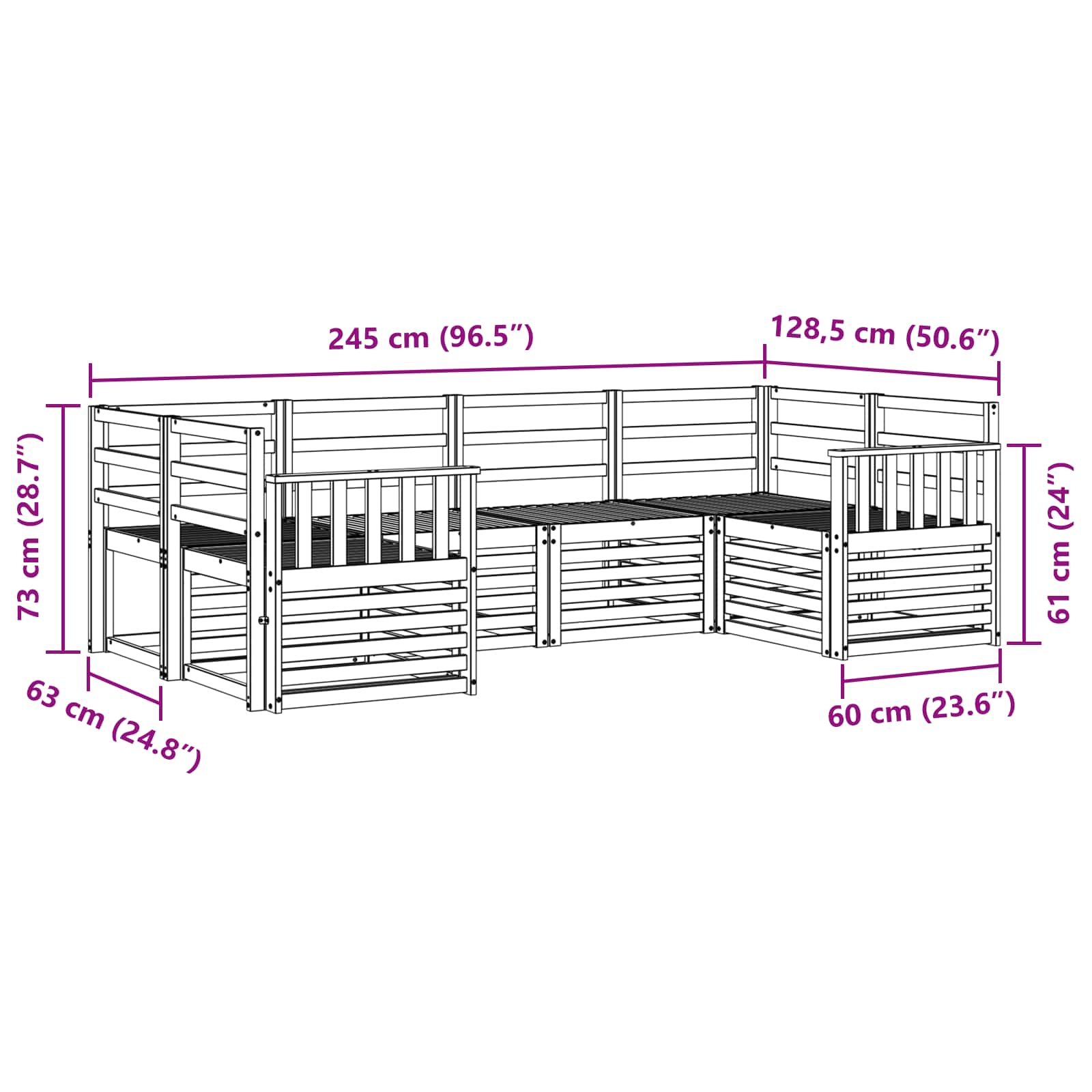 Set divano sezionale 6 pcs Naturale | homemem39