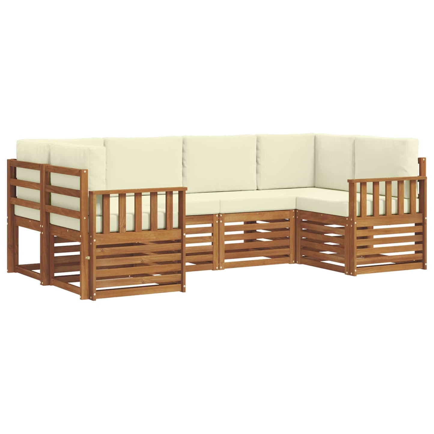 Set divano sezionale con cuscino 6 pcs Naturale e Crema | homemem39