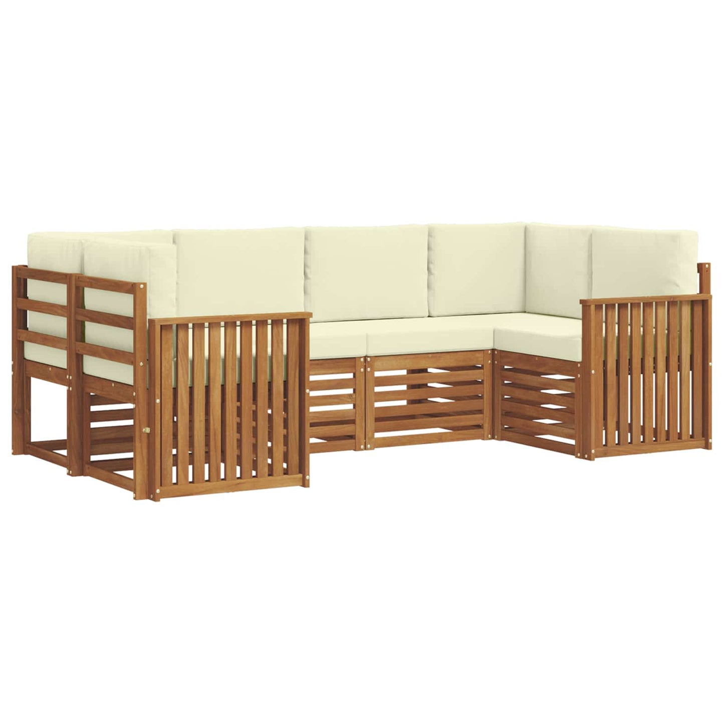 Set divano sezionale con cuscino 6 pcs Naturale e Crema | homemem39