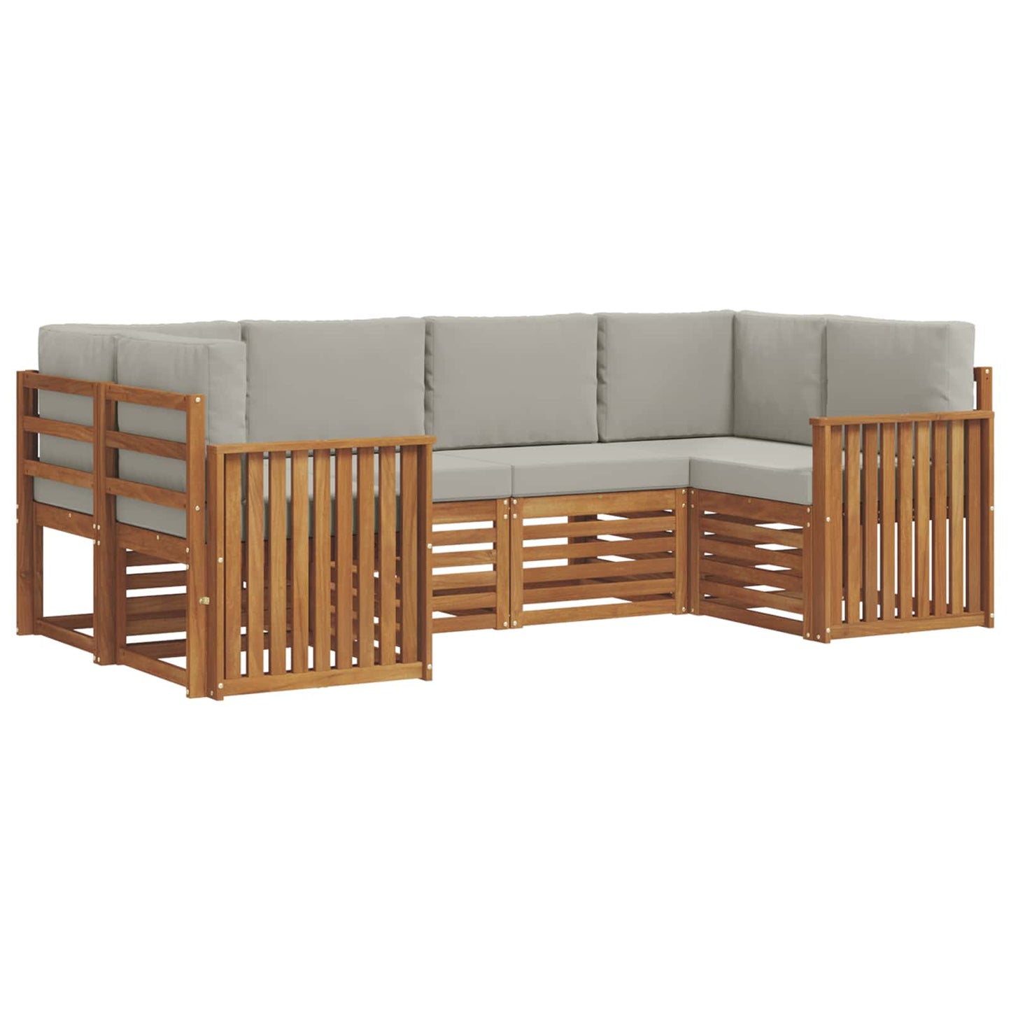 Set divano sezionale con cuscino 6 pcs Grigio Naturale e Chiaro | homemem39