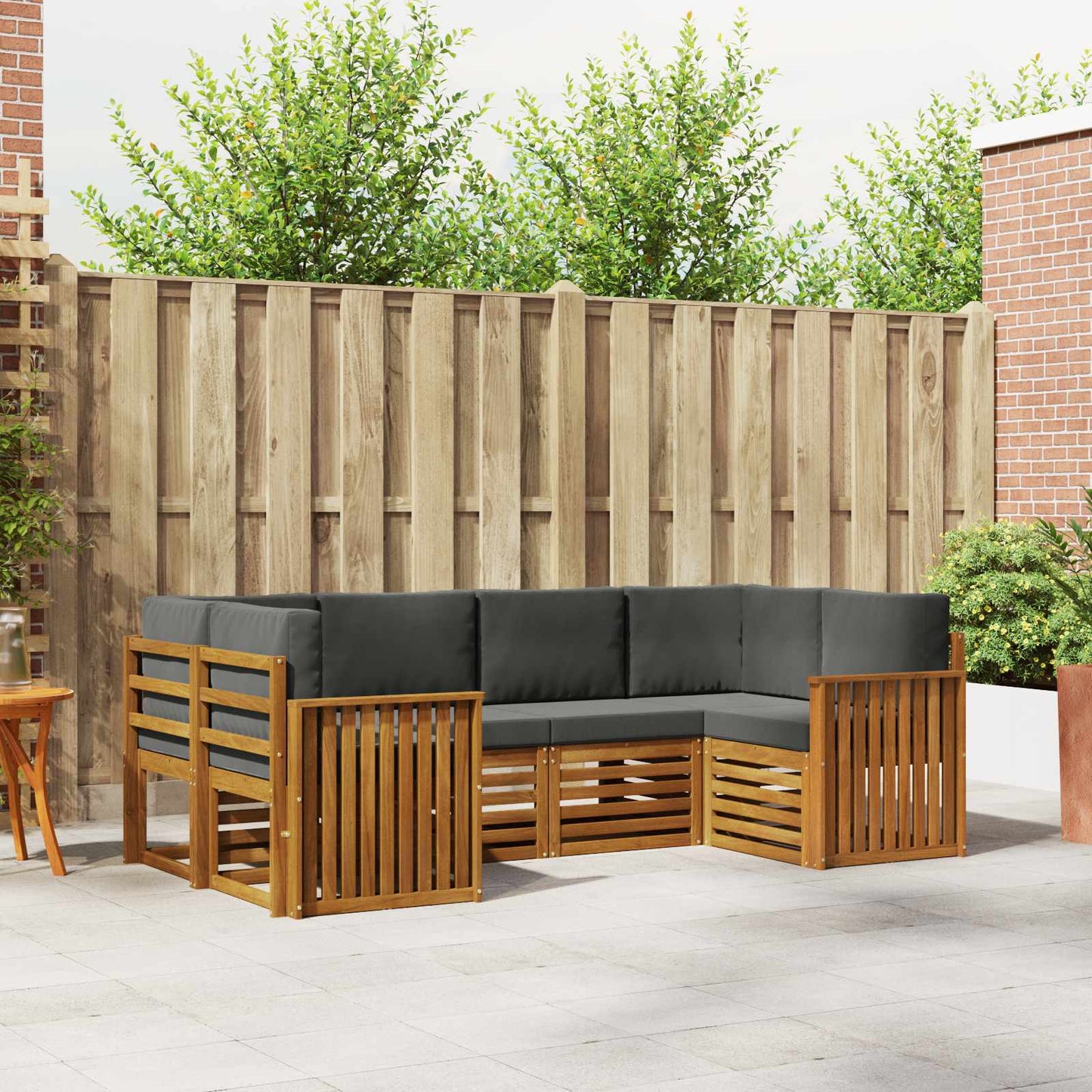 Set divano sezionale con cuscino 6 pcs Naturale e Antracite | homemem39
