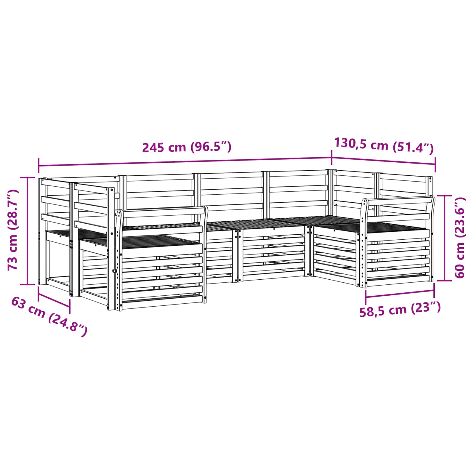 Set divano sezionale 6 pcs Naturale | homemem39