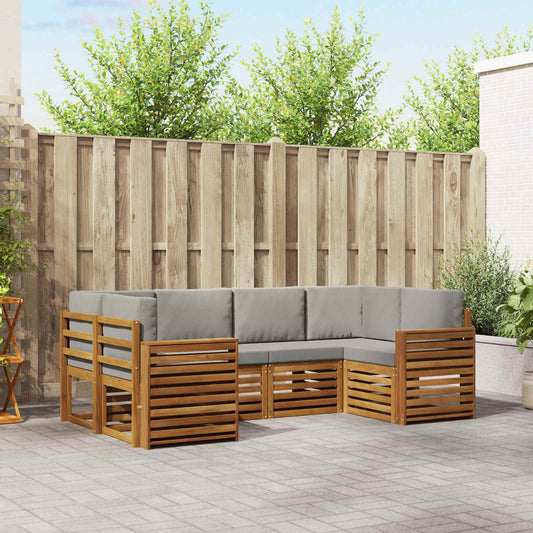 Set divano sezionale con cuscino 6 pcs Grigio Naturale e Chiaro