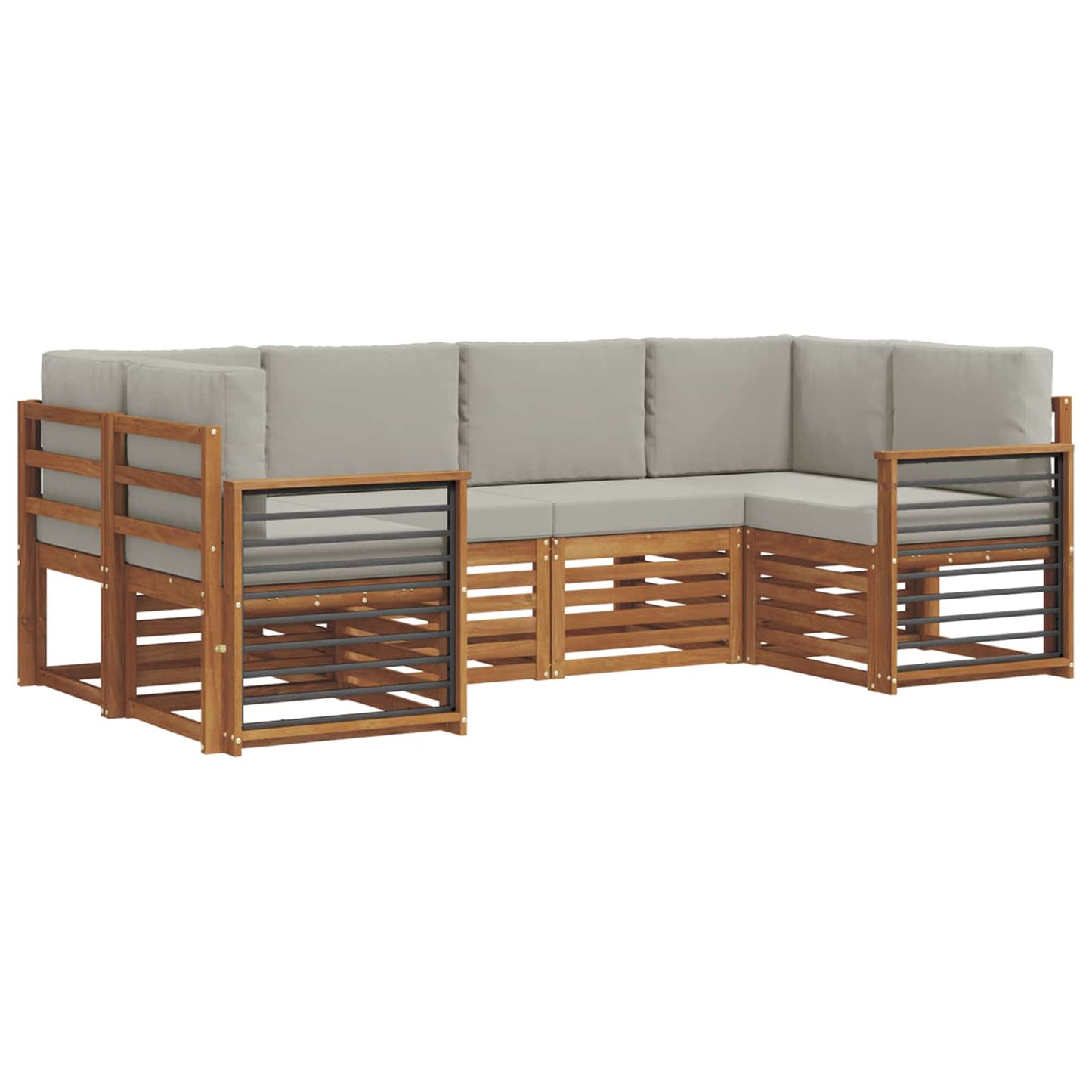 Set divano sezionale con cuscino 6 pcs Grigio Naturale e Chiaro | homemem39