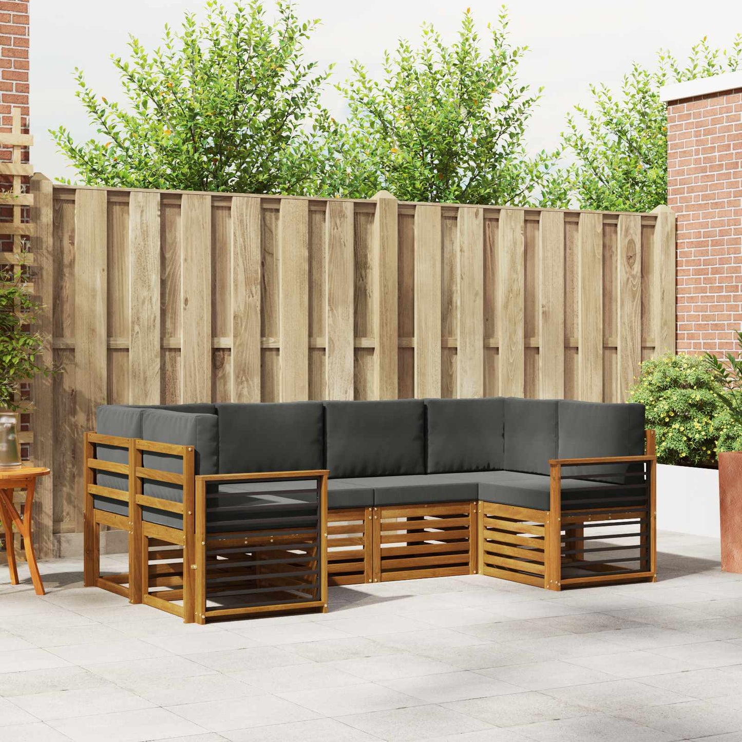 Set divano sezionale con cuscino 6 pcs Naturale e Antracite