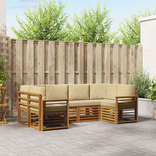 Set divano sezionale con cuscino 6 pcs Naturale