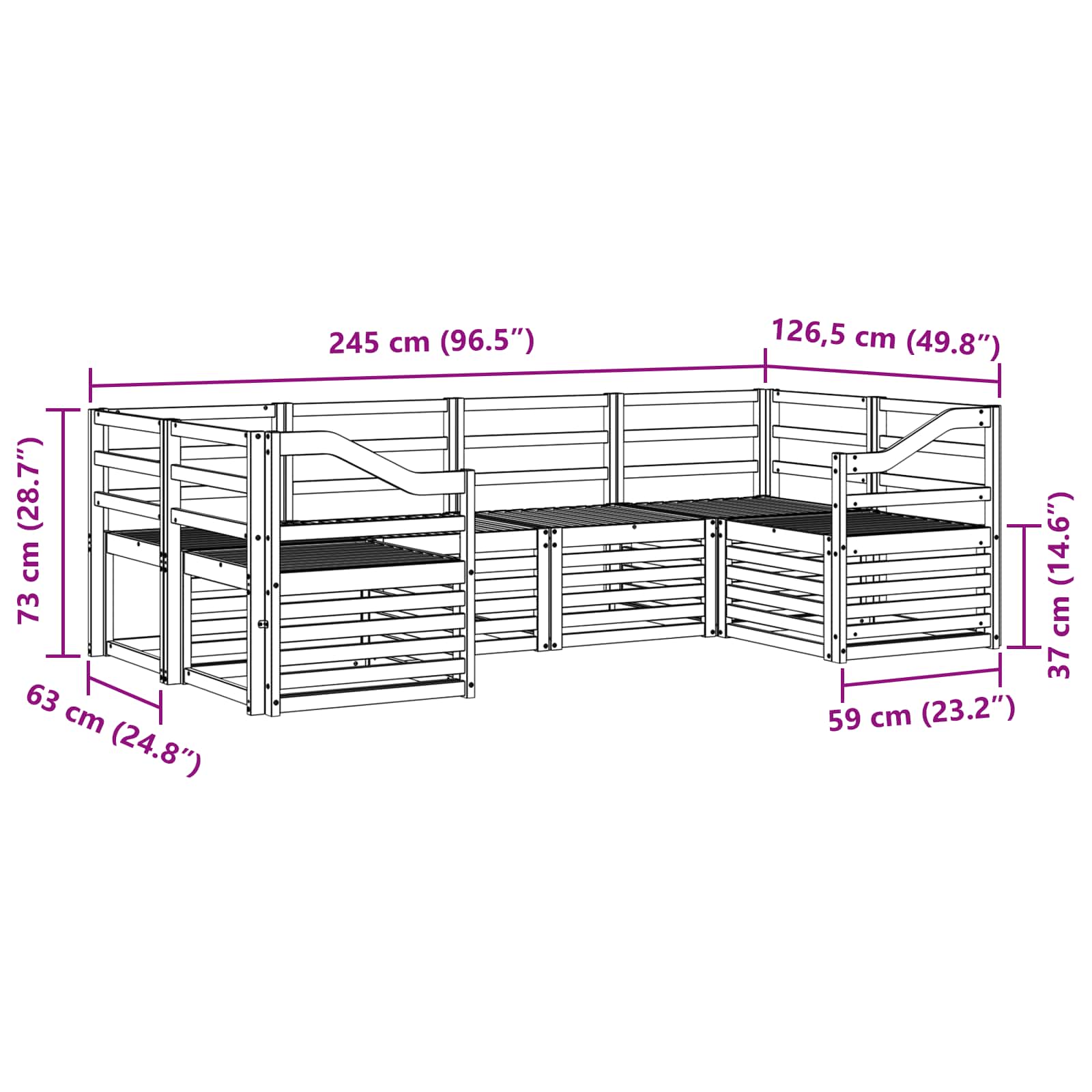 Set divano sezionale 6 pcs Naturale | homemem39